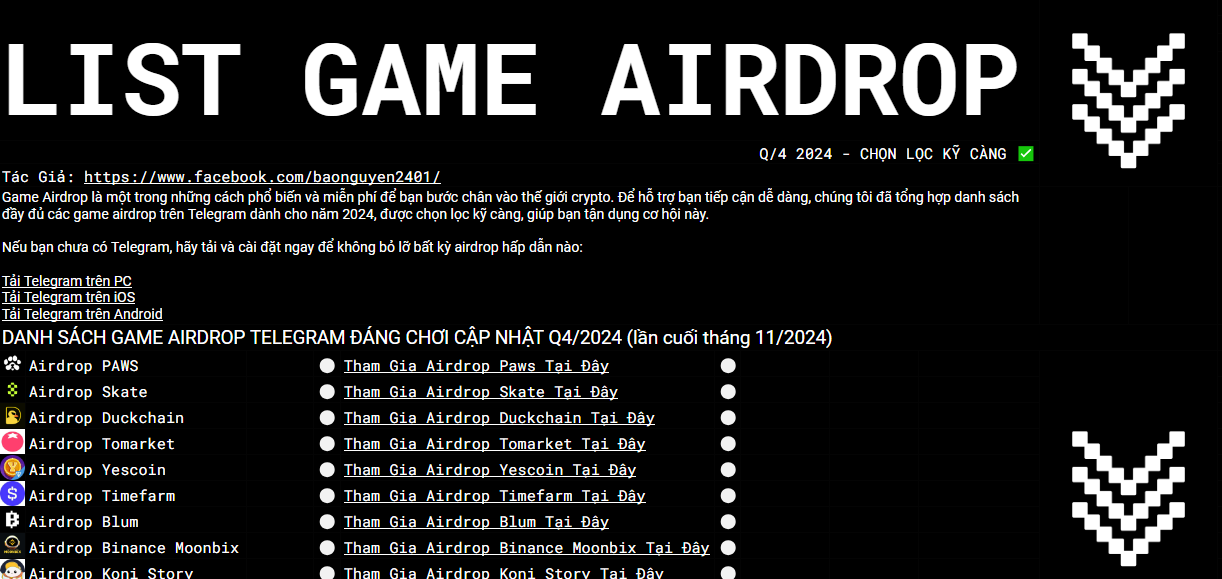 Top 10 Danh Sách Game Airdrop Uy Tín Nhất Q4/2024 2